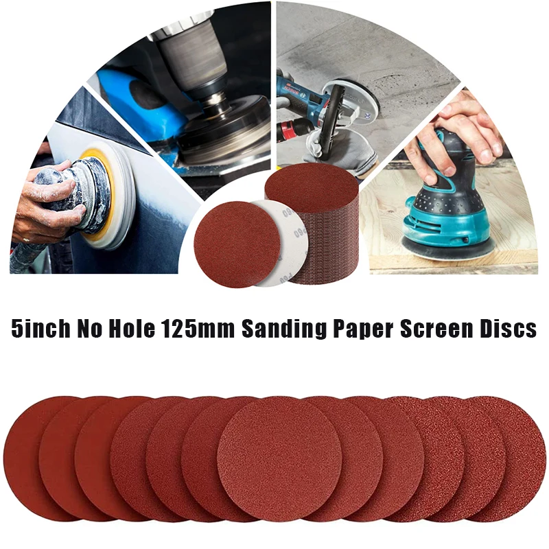 

5-дюймовая 125 мм наждачная бумага, зернистость 40-2000, шлифовальные диски, металлические полированные деревообрабатывающие абразивные инструменты, аксессуары для Dremel, шлифовальный диск