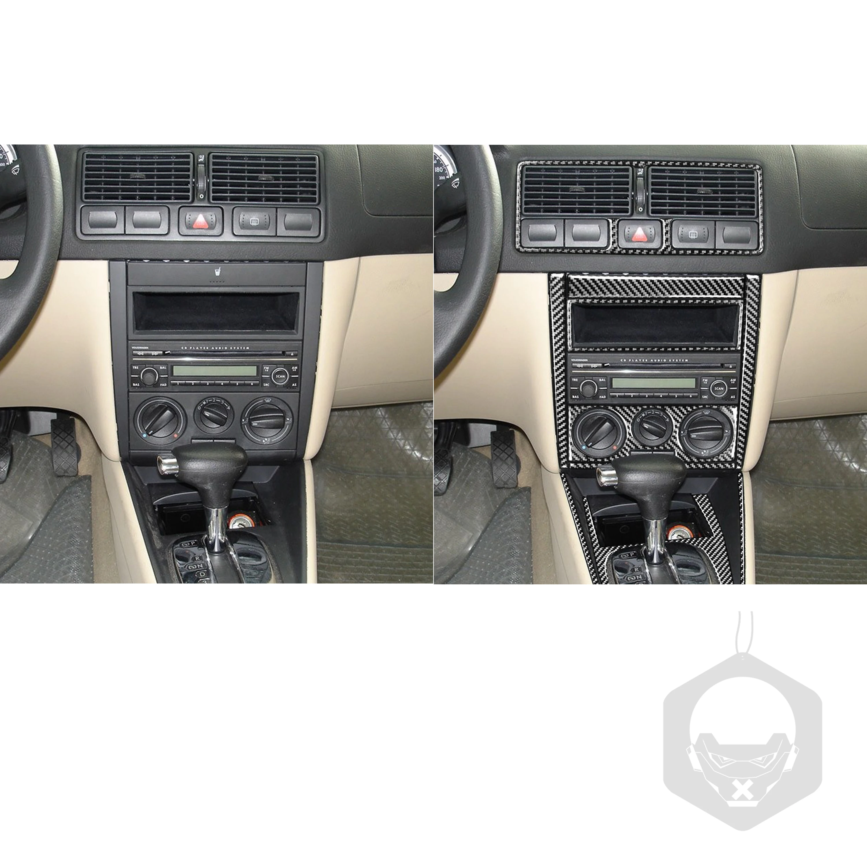 Real Carbon Fiber Car Accessories Center Gear Set Soft Cover Sticker For Volkswagen Golf 4 MK4/GTI/R 1999 2000 2001 2002 2003 04 view 4