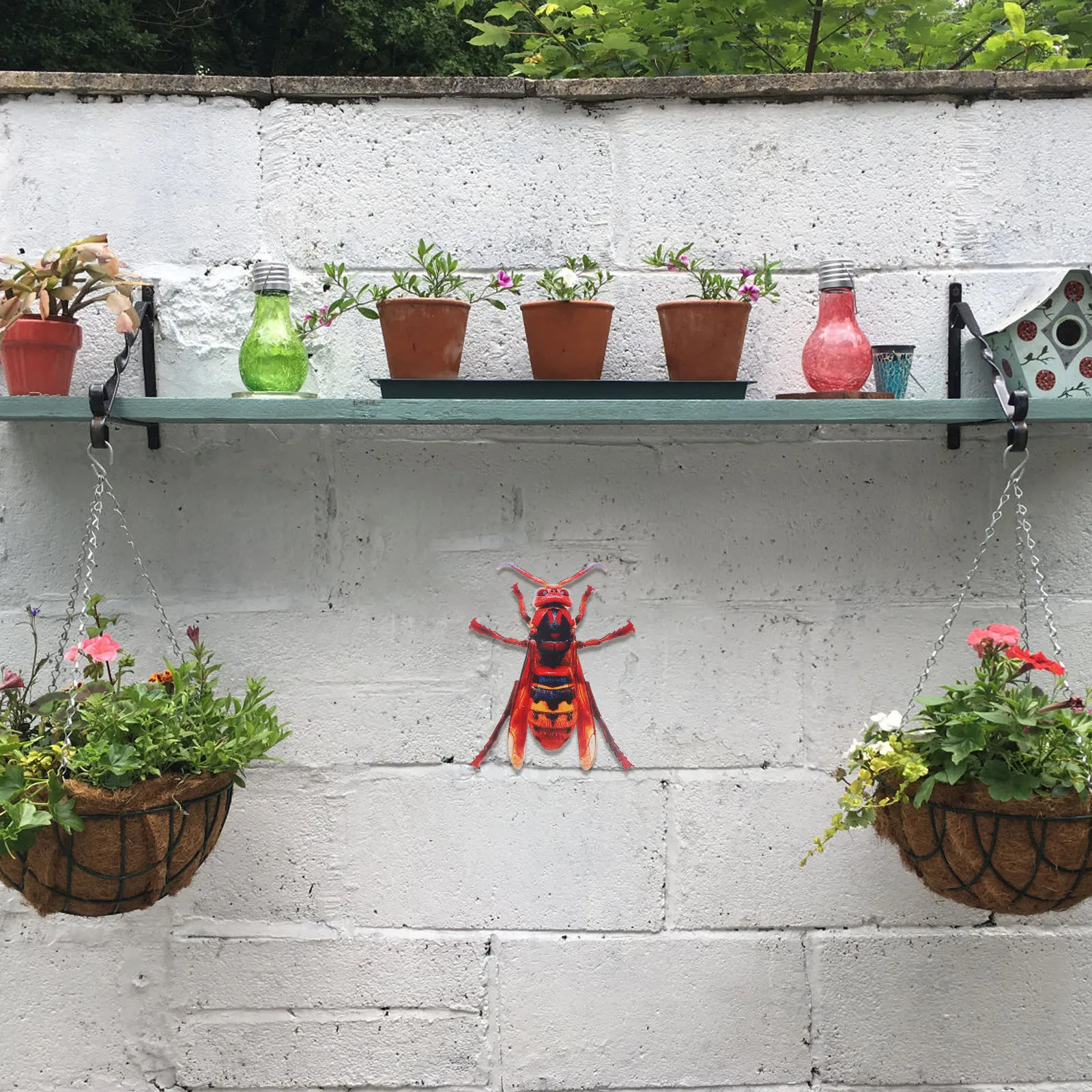 

3 шт., настенный декор с насекомыми, железная красочная подвесная скульптура, уличная металлическая настенная художественная патио, украшение для сада, уличный декор