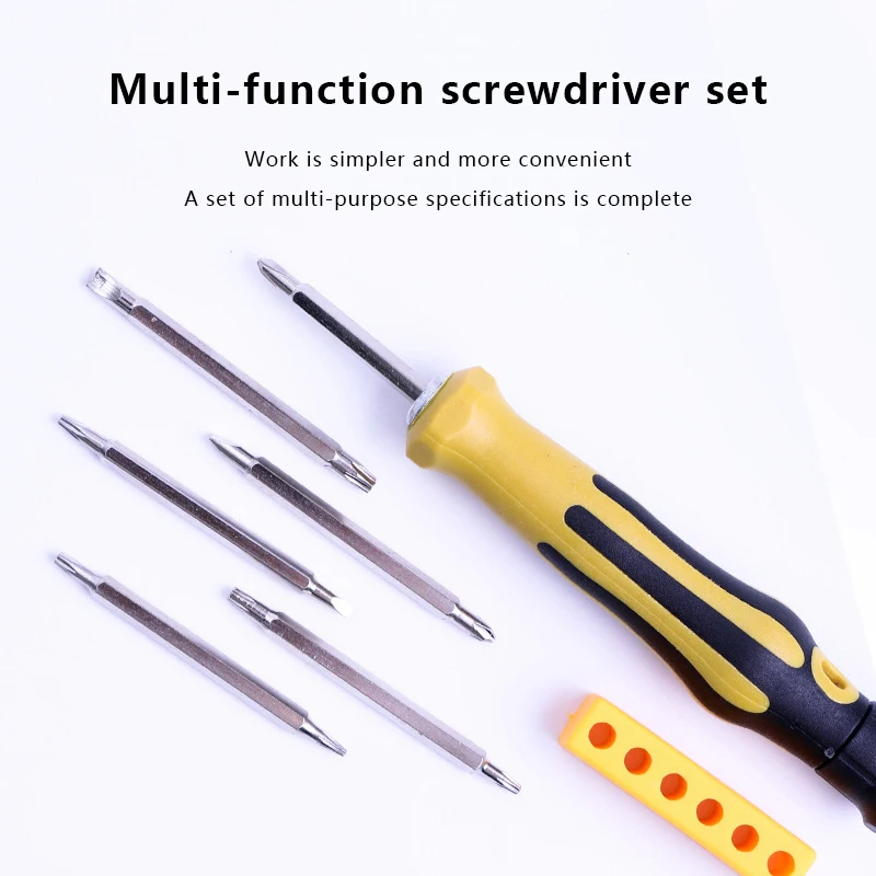 6 In 1 Strong Magnetic Phillips Screwdriver Set Multifunctional Precision Hand Maintenance Tools Cross Flat Shaped Screwdrivers