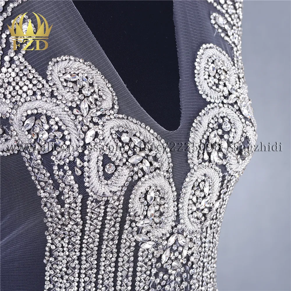 FZD 1 Piece All Rhinestones Gold Stone Large Patches and Rhinestone Crystal for Wedding , DIY Decorative for Evening Dress