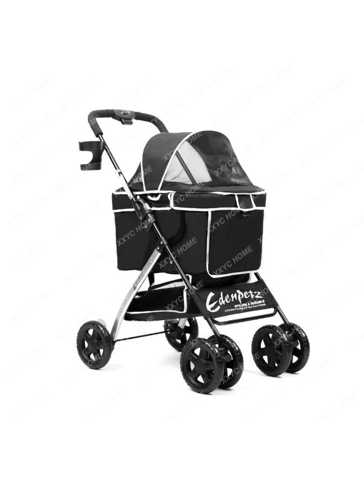 Pet Stroller Foldable Lightweight Cat Small and Medium-Sized Dogs Dog Stroller out Hand Buggy