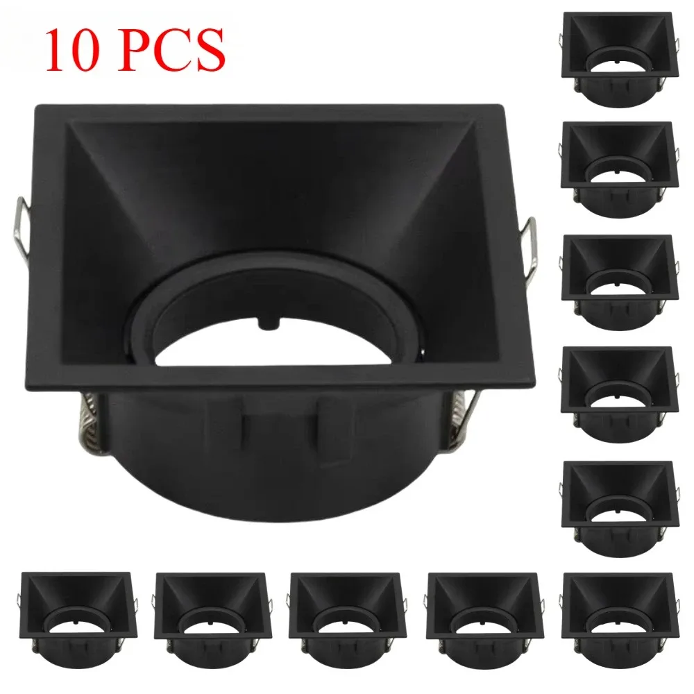 

1/10PCS Commercial Aluminum LED Adjustable Spotlight Lamp Frame Recessed Rotatable Square Downlight Lighting GU10 MR16 Socket