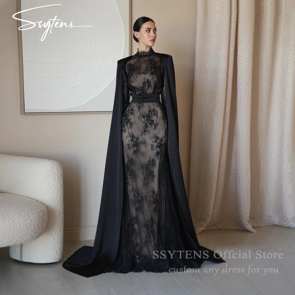 

SSYTENS Elegant Black Evening Dresses Long Sleeves robes de soirée Floor-Length Party Dresses Mermaid Prom Gown 2026 Customized
