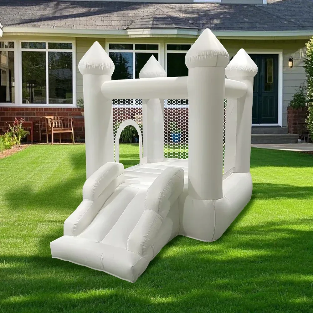 Outdoor Birthday Party Essential Small White Inflatable Castle with Blower Included Bounce House