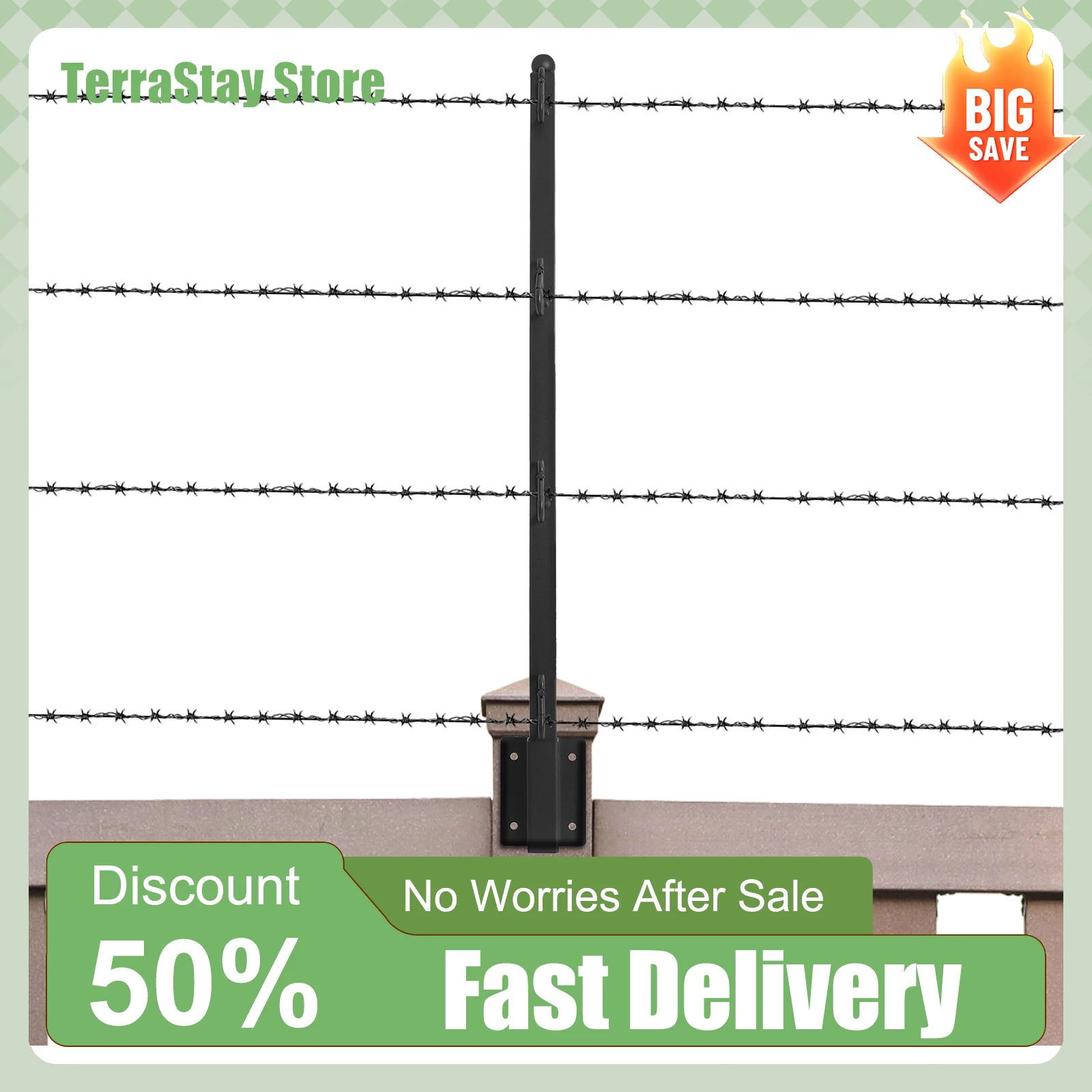 

Fence Post Extender with Installation Plate for Wire Mesh Hooking Animal Prevention Easy Mounting on Wooden Cement Fences