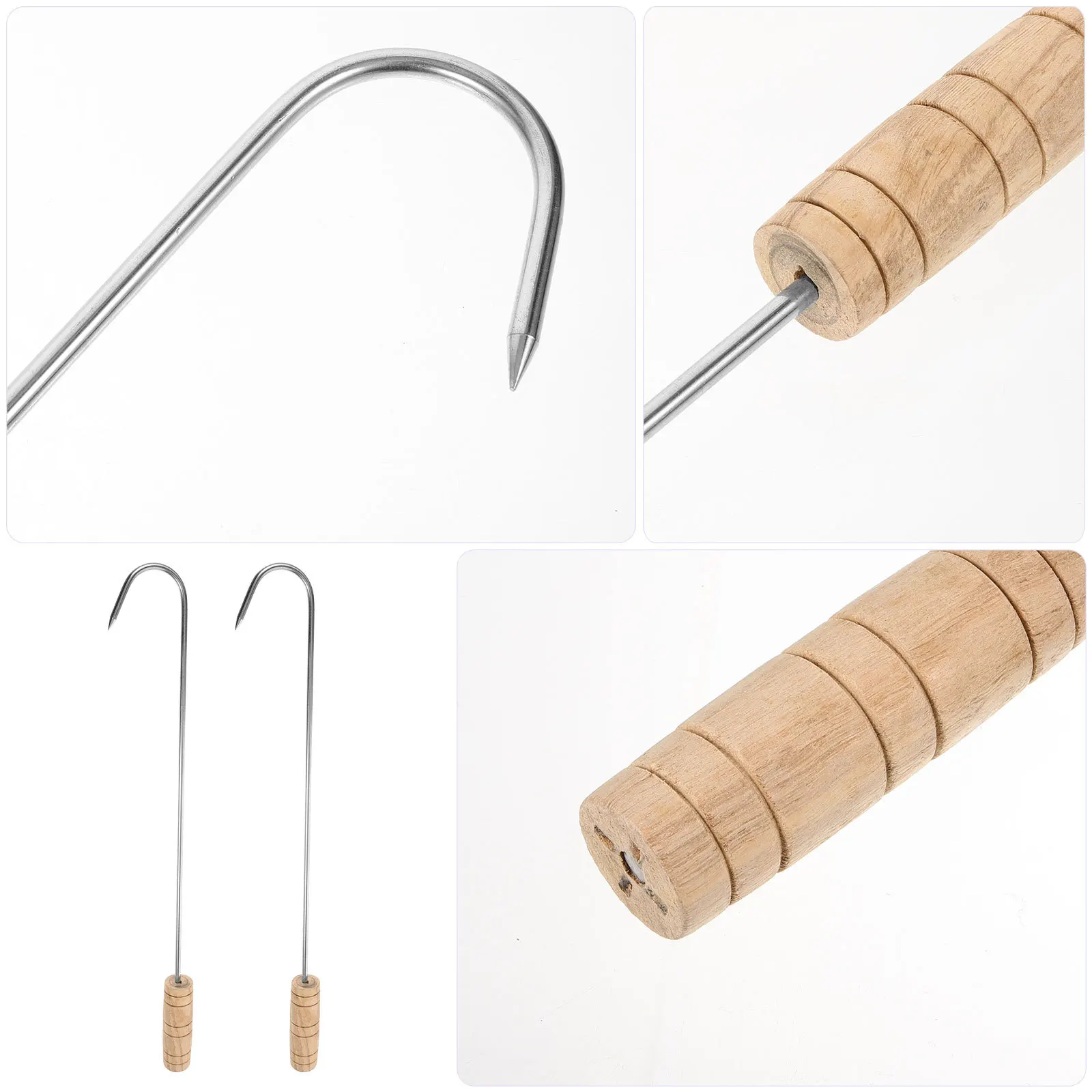 2 قطعة مقبض الفولاذ المقاوم للصدأ السنانير الصلب المعادن التمهيد مجتذب للمطبخ اللحوم السنانير كاوبوي التمهيد مجتذب أداة #6