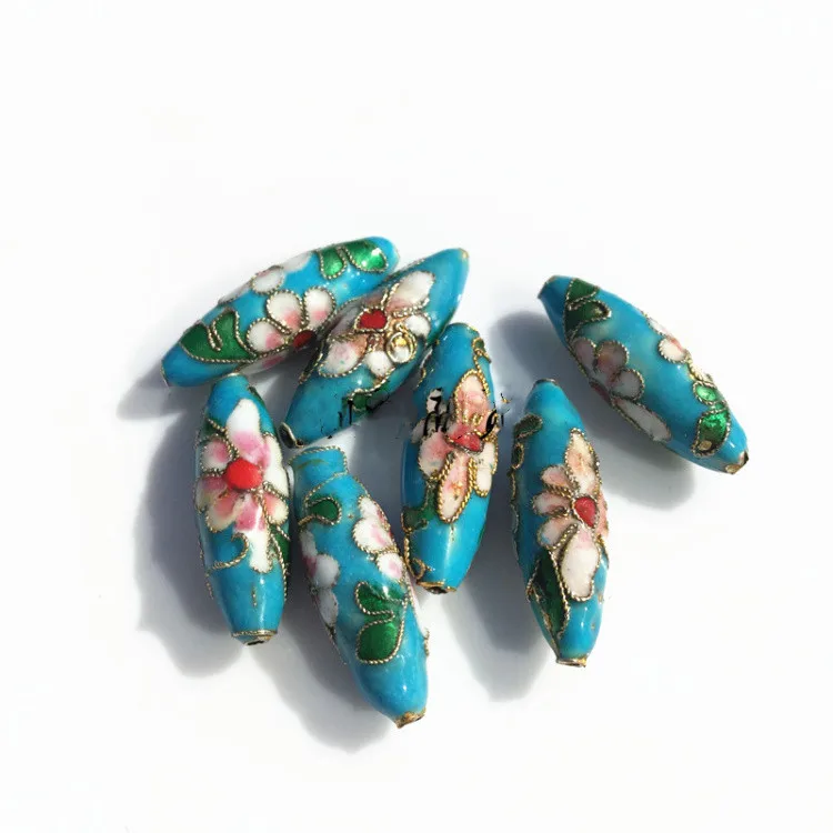 10pcs Large Cloisonne Filigree Jujube kernel Beaded DIY Chinese  Enameling Accessories Spacer Beads Jewelry Making Supplier