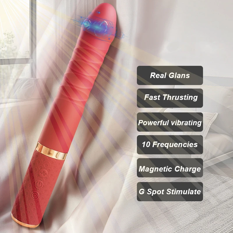 Telescopic G Spot Dildo Vagina Clitoris Stimulator Vibrator for Woman Thrusting Wand Toy Adult 18 Female Masturbator Sex Machine