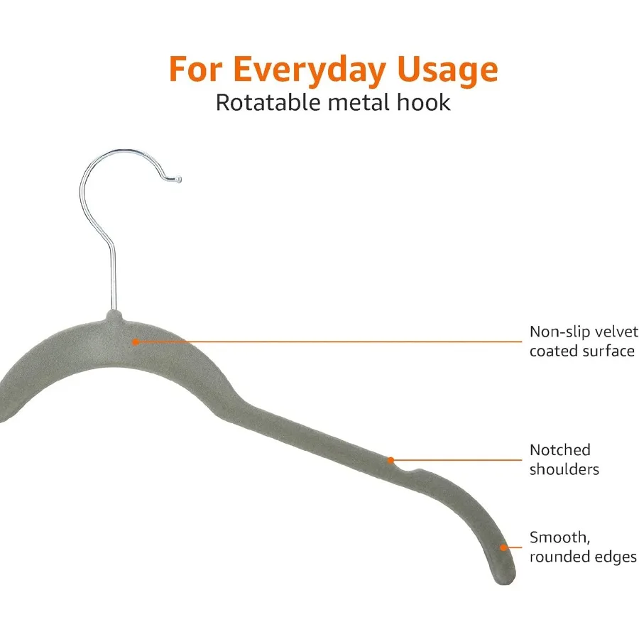 شماعات ملابس قميص مخملية رفيعة غير قابلة للانزلاق لتنظيم خزانة الملابس باللون الرمادي والفضي، عبوة من 30 تصميمًا موفرًا للمساحة، مثالية f #6