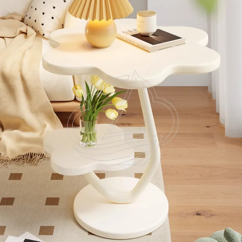 Cream Style Coffee Table, Modern Small Side Table, Compact Dining Table for Living Room & Small Apartment