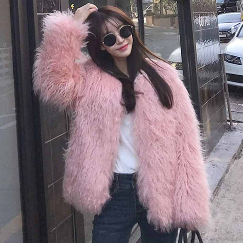 2022 Autumn and Winter New Imitation Beach Wool Fur Coat Women's Mid-length Long Hair Short Coat Artificial Fur Coat