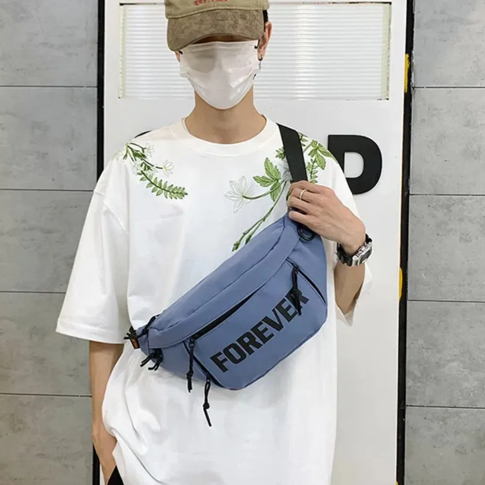 

Twill Men's Chest Bag Waterproof Adjustable Strap Outdoor Waist Bag Multi Functional Japanese Style Sports Walking Bag Work