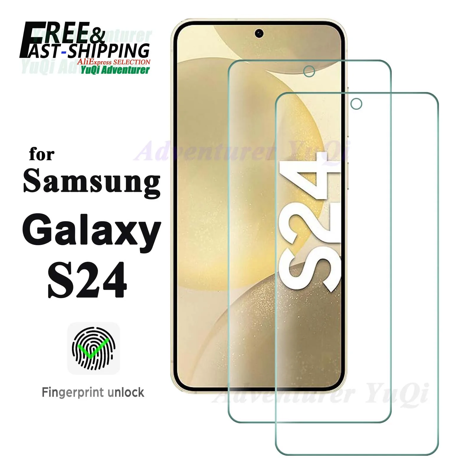 Screen Protector For Samsung Galaxy S24 5G Tempered Glass HD Crystal 9H High Aluminum Fingerprint Unlock