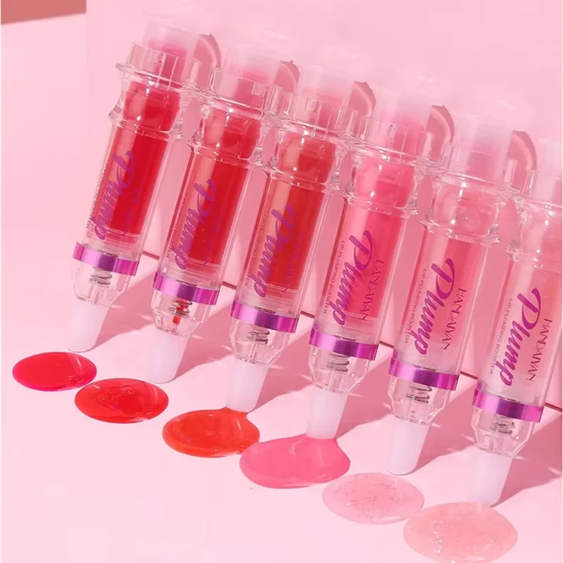 Tubo de aguja de 6 colores, labios regordetes, brillo de labios grande, brillo de labios ligeramente picante, labios Pouty, espejo de cristal, refuerzo de labios carnosos, esmalte Sexy