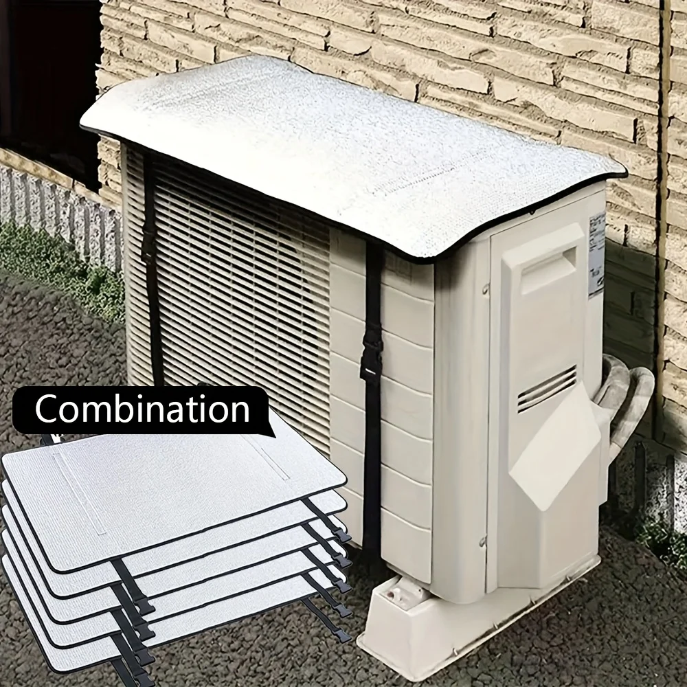 غطاء مكيف الهواء الخارجي - طبقة مزدوجة، تظليل الشمس، موفر للطاقة، 80 × 40 سم، أبيض مع تهوية، سهل التركيب #2