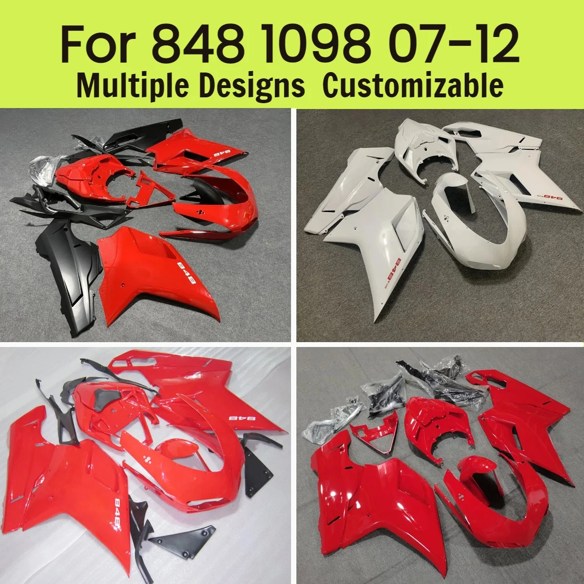 

848 2007-2012 Motorcycle Fairing Set for DUCATI 1098 07-12 Accessories Injection Molded Fairings Kit
