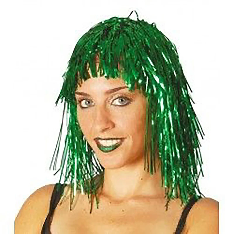 Foil Tinsel Wigs Costume Cosplay Funny Shiny Hat Metallic Hair Accessories For Party Carnival Masquerade Wig