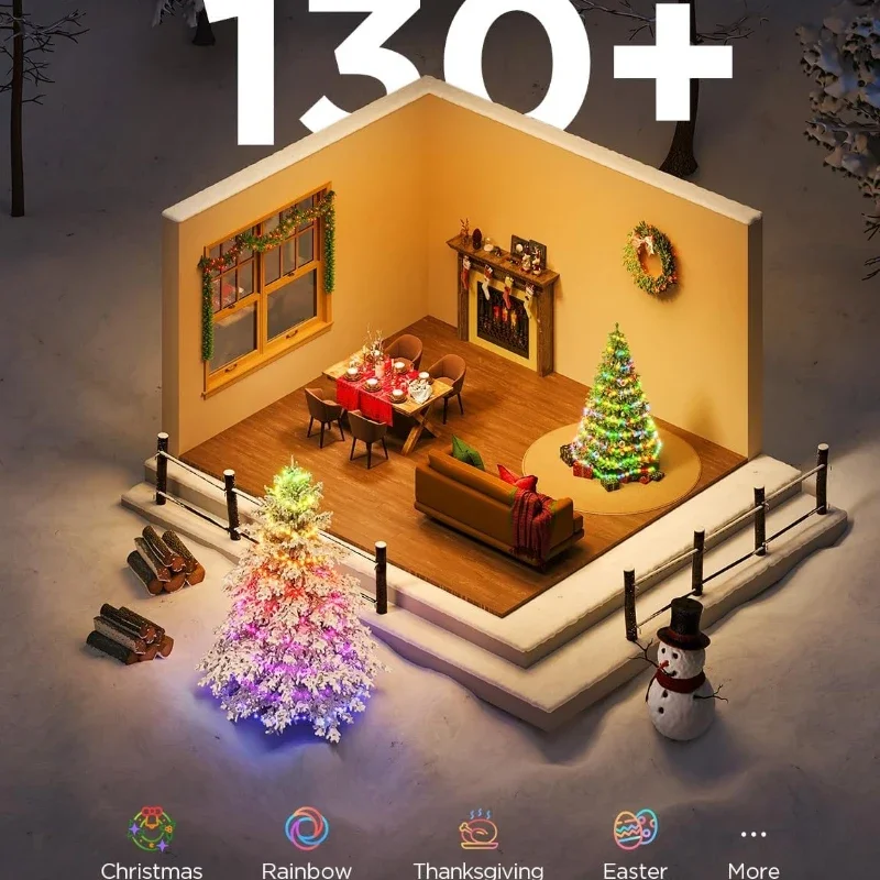 Guirnaldas de luces navideñas con función de control remoto, decoración LED inteligente para árboles interiores y exteriores, Control por aplicación