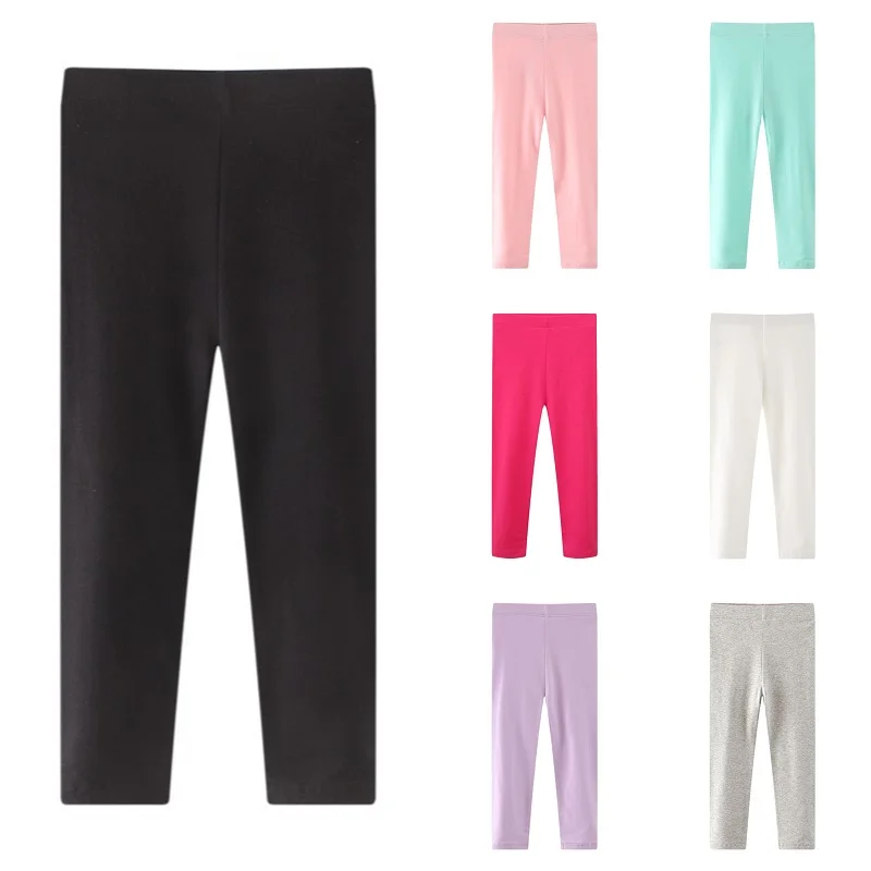 Solid Color Girls Cotton Leggings 2 3 4 5 6 7 Years Girl\'s Trousers White Black Little Girls Pants Skinny Kids Children Leggings