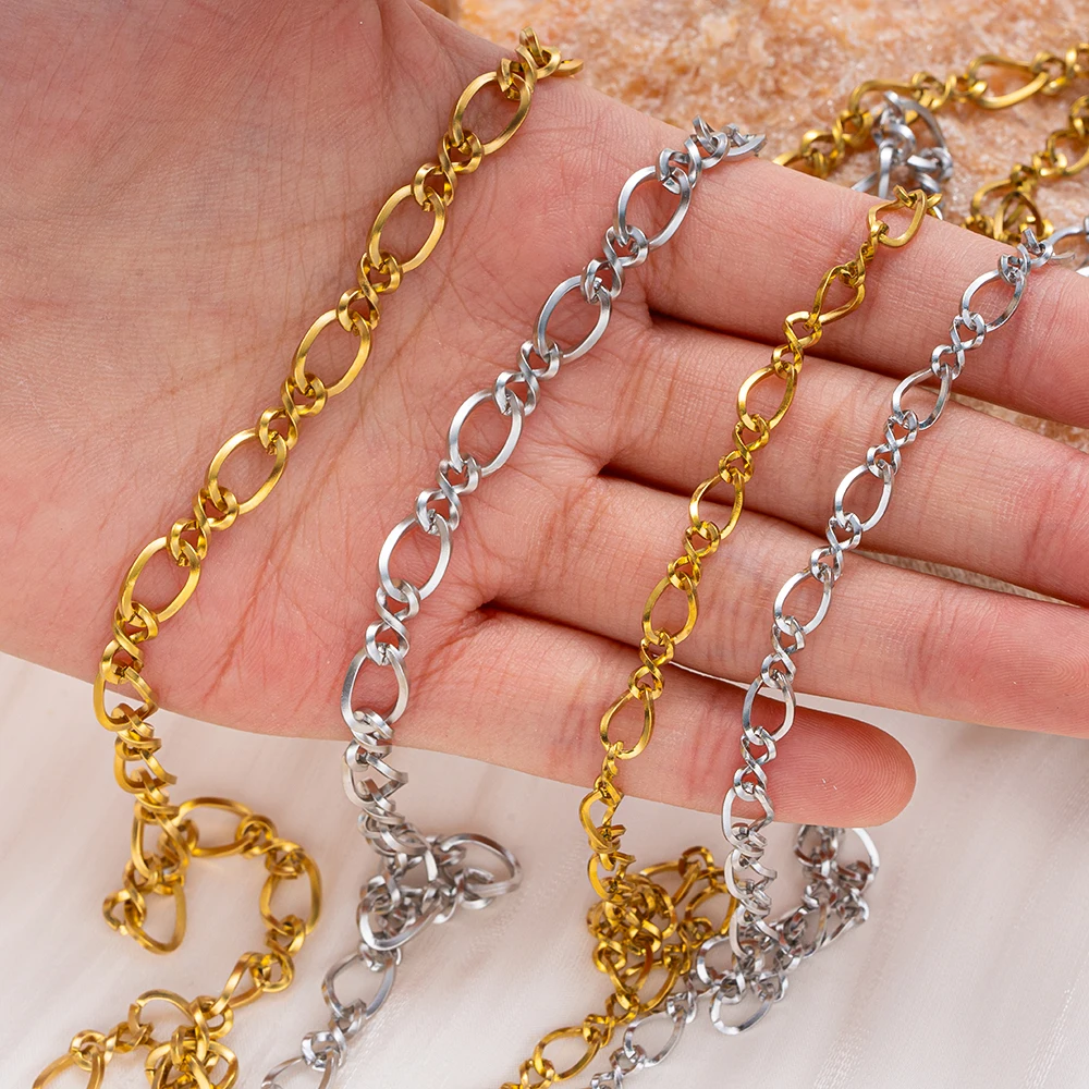 Cadena giratoria de moda de Color dorado de acero inoxidable de 1 metro y 6mm de ancho para bricolaje, pulsera para hombres y mujeres, collar, accesorios para hacer joyas