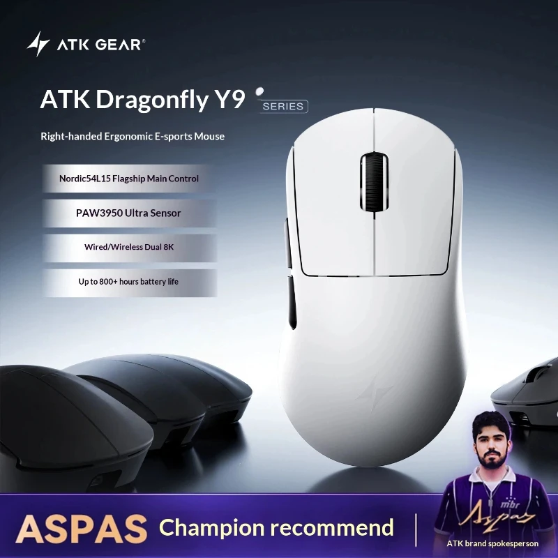 

ATK Dragonfly Y9 Wireless Gaming Mouse Right Hand Ergonomic Design Self-Research Long Battery Life For Esports And Games
