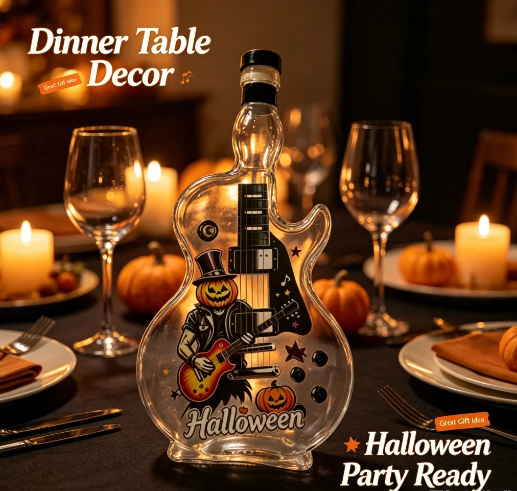 Electric Guitar Shaped Wine Bottle Lead Free Crystal Wine Bottle Rock Themed Spirits Container Home Bar Party Table Ornament