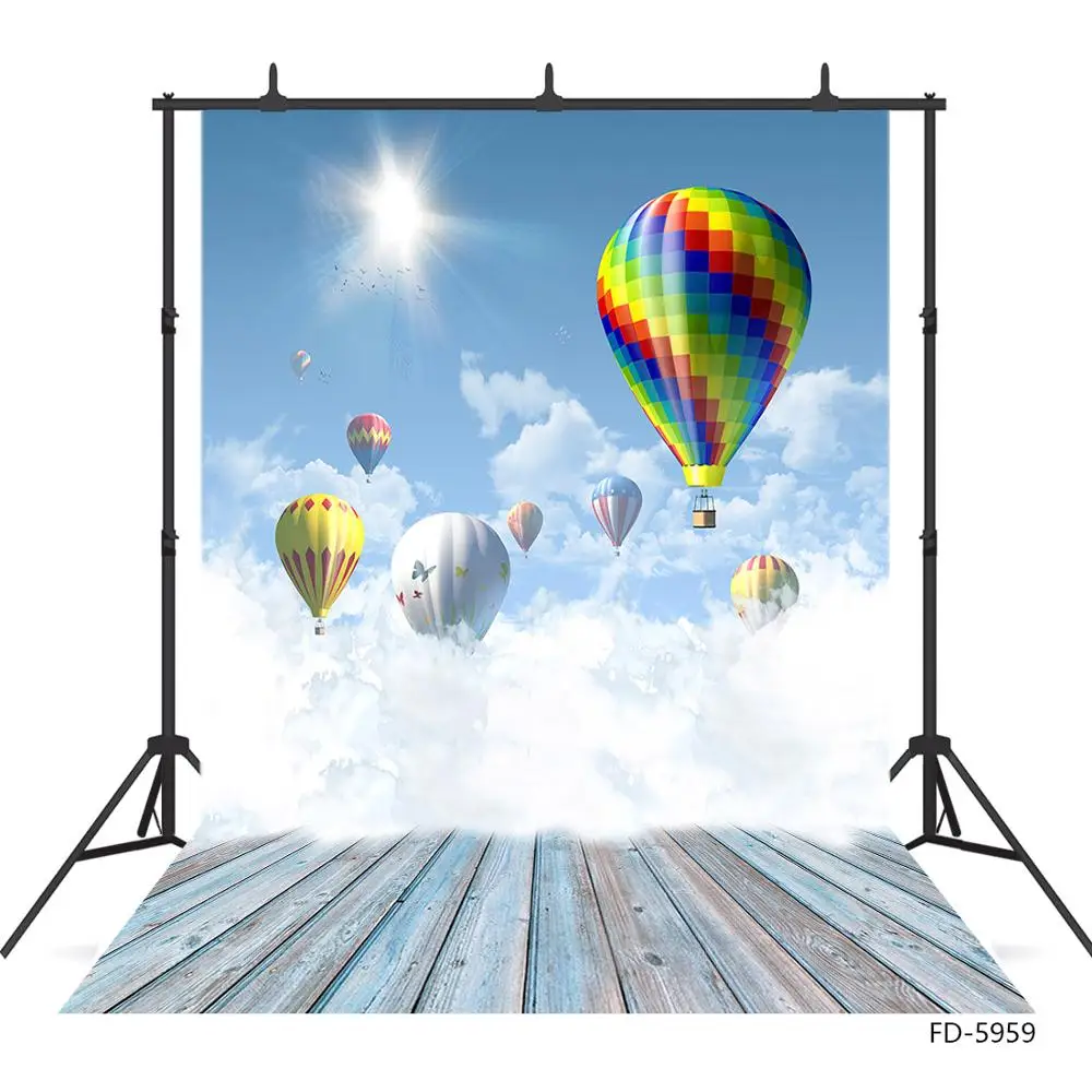 Sunshine Clouds Hot Balloons Photography Backdrop Photo Background for Baby Children Portrait Birthday Photophone Photozone