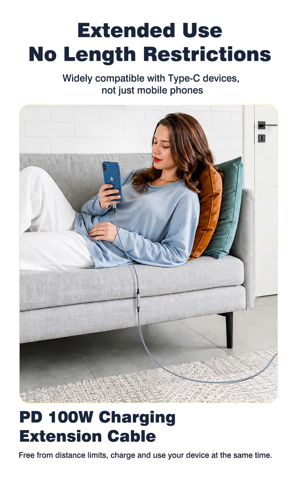 UGOURD Typ-C Verlängerungskabel 20Gbps USB3.2 Gen2 PD100W Schnellladung Vollfunktions-USB-C-Stecker auf -Buchse Geflochtenes Daten- und Videokabel – Detail 5