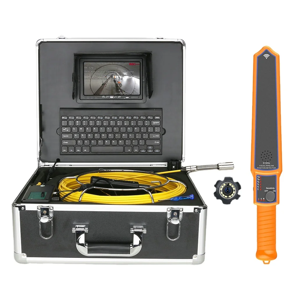 512HZ Pipe Locator 20/30/40/50M Sewer Pipe Inspection Video Camera with keyboard , 22mm DVR IP68 Pipeline Industrial Endoscope