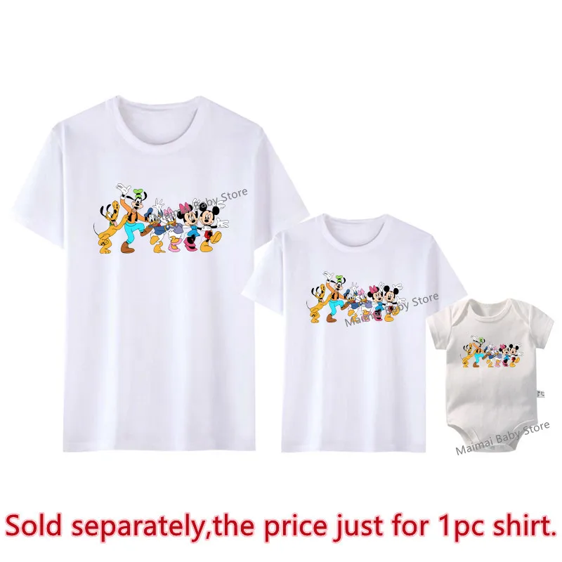 New Mickey and Friends Print Disney Trip Shirts Summer Funny Family Matching Outfits Casual Short Sleeves Disneyland T-shirts