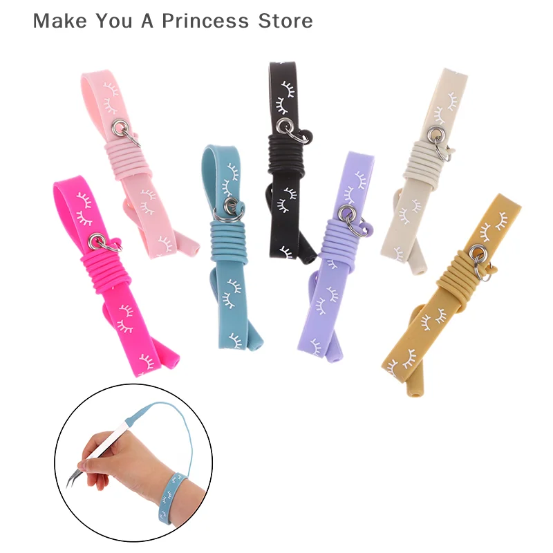 1PC Silicone Gel Wrist Strap Eyelash Tweezers Bracelet Makeup Tool for Girls Anti-Slip Grafting Tweezers Accessory