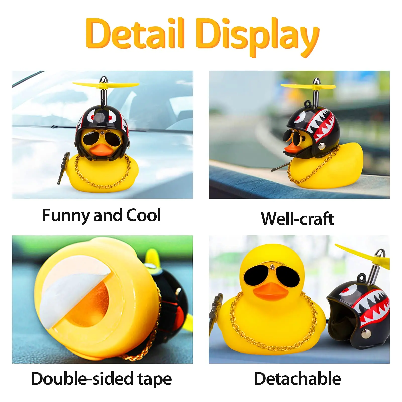 Car Decoration Car Duck With Helmet Broken Wind Pendant Rubber Duck Bicycle Road Bike Motor Helmet Riding Cycling Accessories