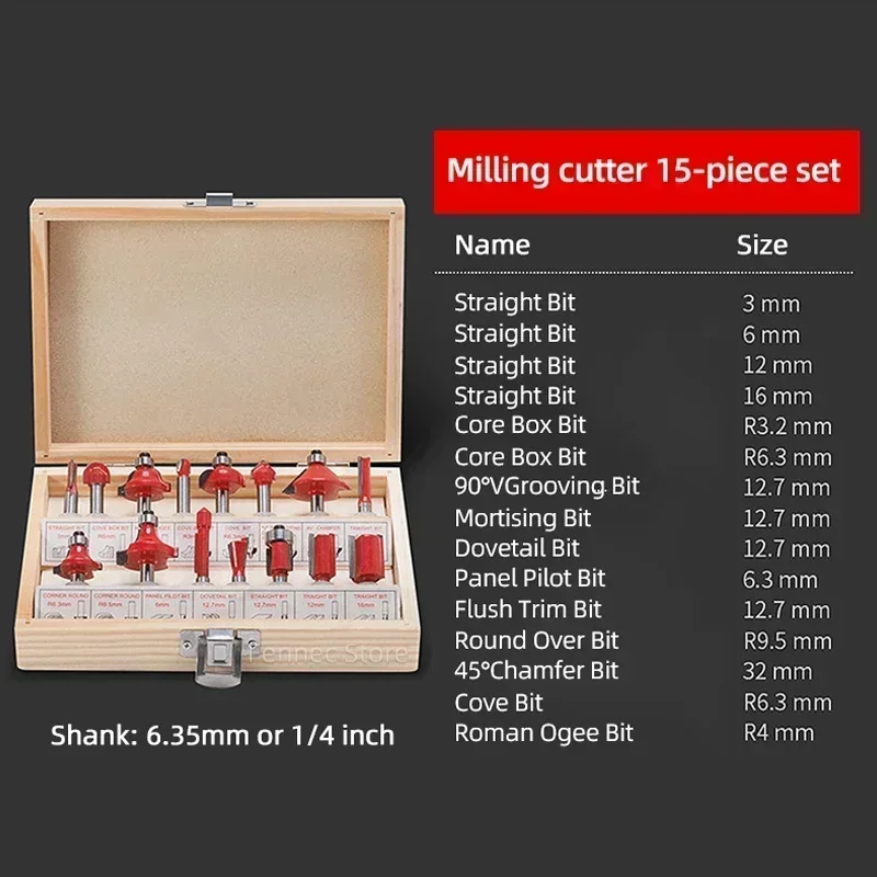 Electric Trimmer Router Woodworking Milling Engraving Slotting Trimming Machine Wood Trimmer Router Tool with 15 PCS Router Bits