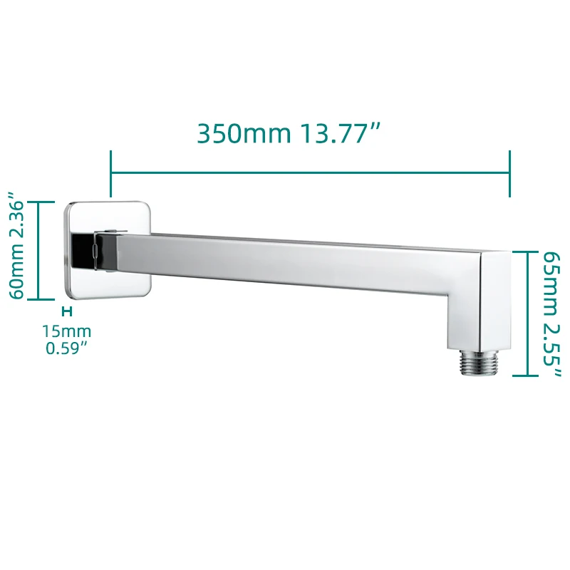 Ciencia 304 Stainless Steel Square Shower Arm G1/2 Bathroom Shower Arm Wall Mounted for Fixed Rain Shower Head