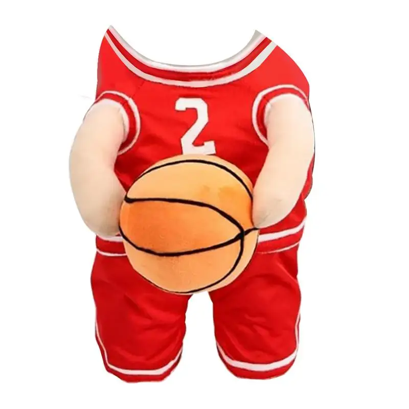 Basketball Player Pet Costume Dog Holding Basketball Clothing With Ball Breathable Halloween Cosplay Sports Clothes Medium Dog