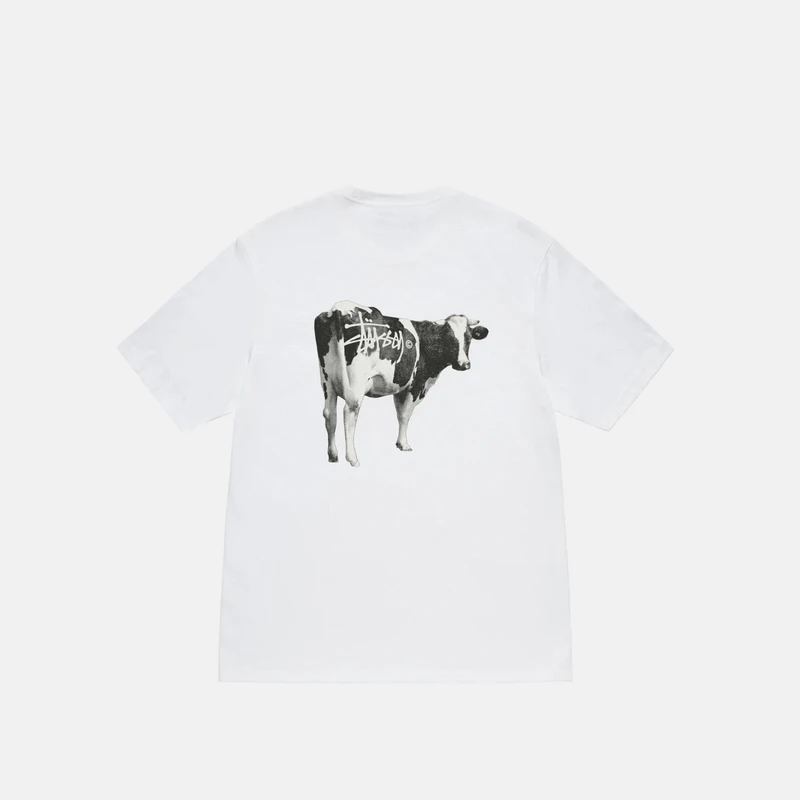 2024 Summer Cotton Printed T-shirt Classic LOGO Cow Pattern Casual Round Neck Short-sleeved T-shirt Men and Womenclothing