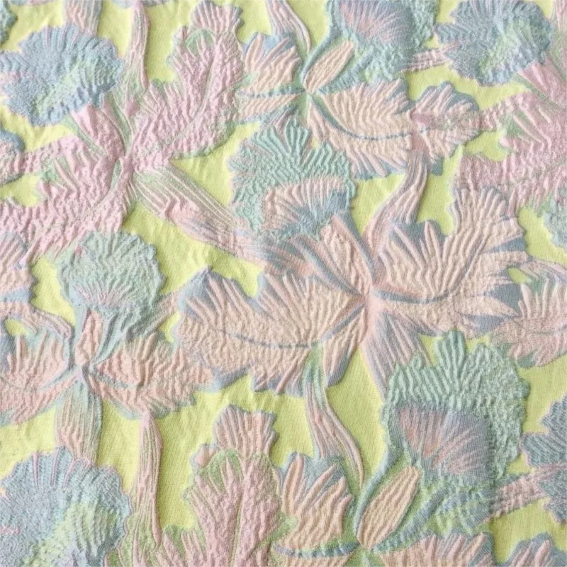 Embossed contrasting color leaf jacquard fabric concave-convex woven for women's clothing bags