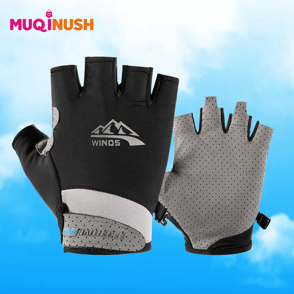 

1 Pair Of UV Resistant And Sunscreen Gloves For Women And Men,Non-Slip Half Finger Gloves For Fishing,Sailing,Kayaking,Rowing