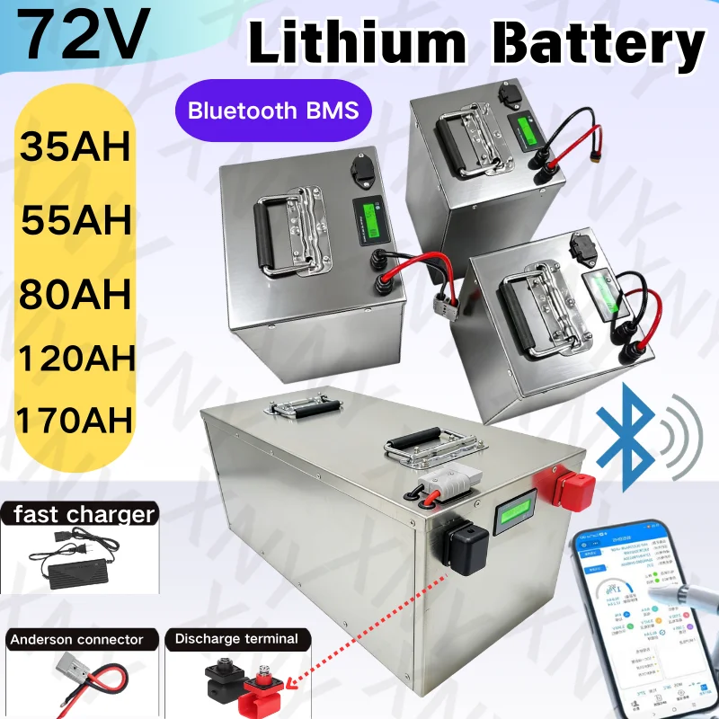 

Литий-ионный аккумулятор 72В 35Ач 55Ач 80Ач 120Ач 170Ач с BMS для хранения энергии, 2000-7000Вт, для транспортных средств и погрузчиков