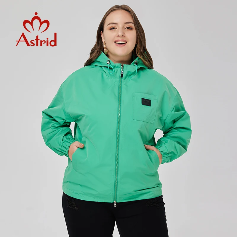 Astrid Women\'s Spring Jacket 2023 Casual Coat Women Clothes Hooded Bright Short Female Clothing New In Outerwears Plus Size