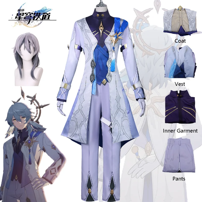 Jogo Honkai Star Rail Friday Cosplay Traje para Homens Adultos, Uniforme de Carnaval, Halloween Party Character Outfits, Conjunto Completo Terno, Peruca