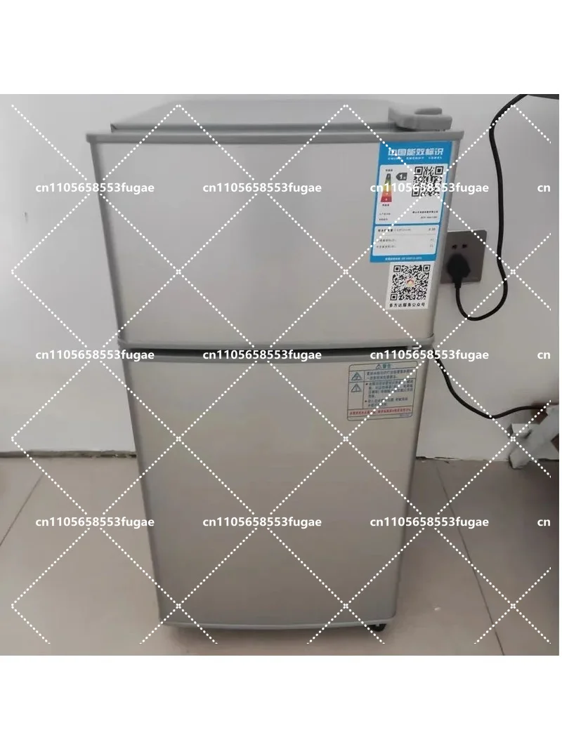 Large Capacity Two-Door Mini Fridge with LED Light, Portable Energy-Saving Cooler for Home Dorm Hotel Use