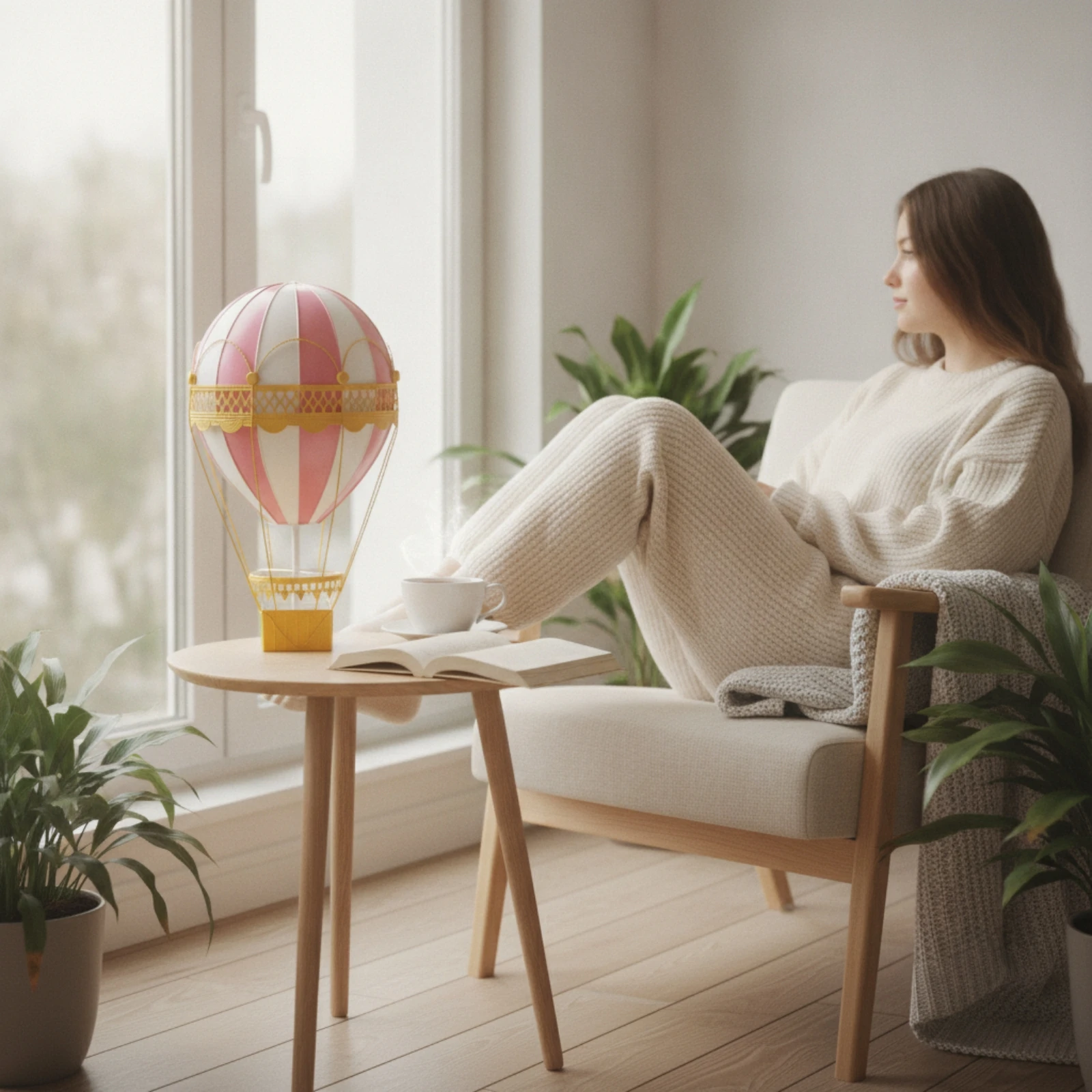 Balão de Ar Quente para Pendurar na Janela, Ornamento de Balão de Ar Quente Feito à Mão, Pronto para Presente, Resistente para Decoradores e Sessões de Fotos