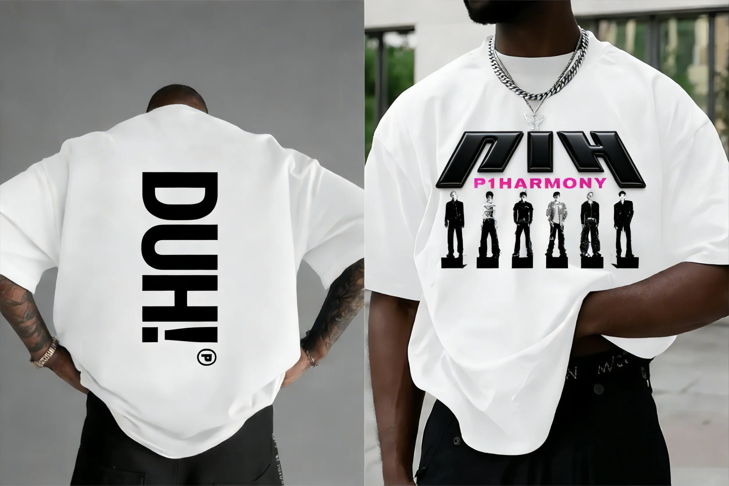 Summer Men P1Harmony 2025 DUH Same T-shirt Kpop Print Summer Short Sleeve Tee for Fans Men Women Clothing Streetwear T Shirts