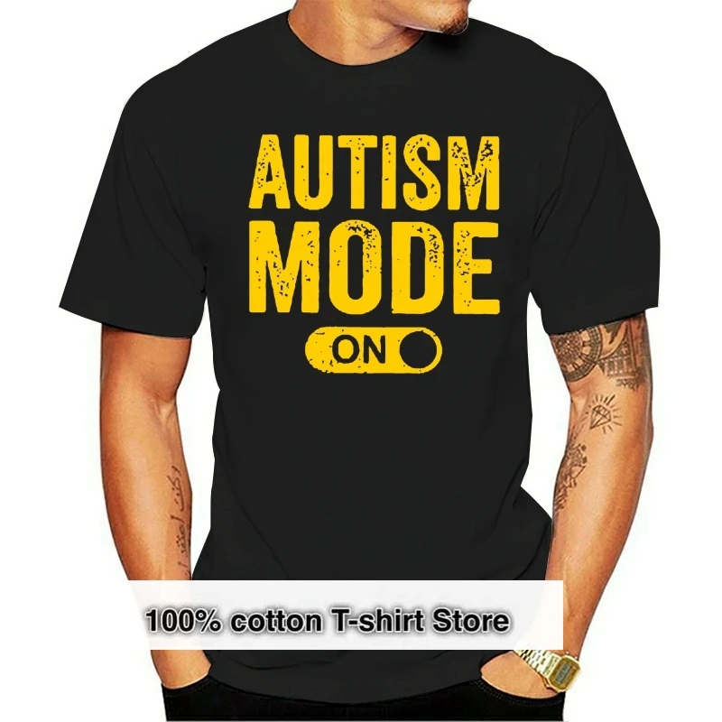 Custom Made Best Autism Mode On Men's T Shirt Kawaii Nice T-Shirt Man Sunlight Plus Size Male Tee Shirts For Men Pop Top Tee