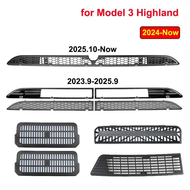 For Tesla Model 3+ Highland 2024-2026 Front Inlet Lower Bumper Anti Insect Net Anti-dustproof Air Vent Grille Cover Insect-proof