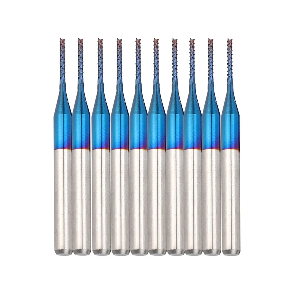 Imagem -03 - Cnc Pcb Machine Milling Tool Carbide Router Bit de Corte Blue End Hardware Gravura Bit mm 10 Pcs