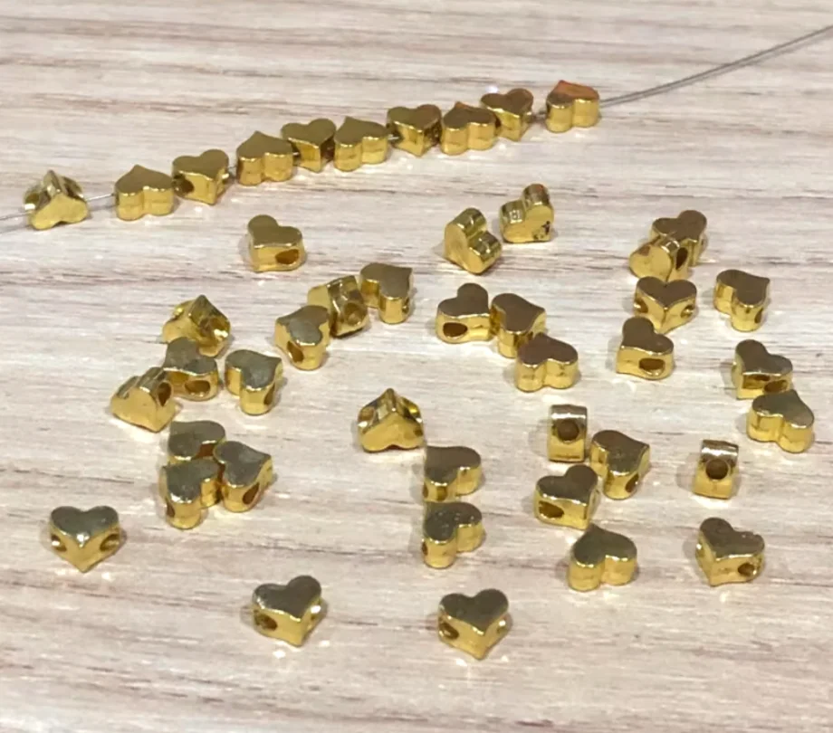 

100pcs 4.4*5.2*2.9mm, hole 1.7mm Zinc alloy metal heart shaped spacer beads for handmade jewelry HW3553