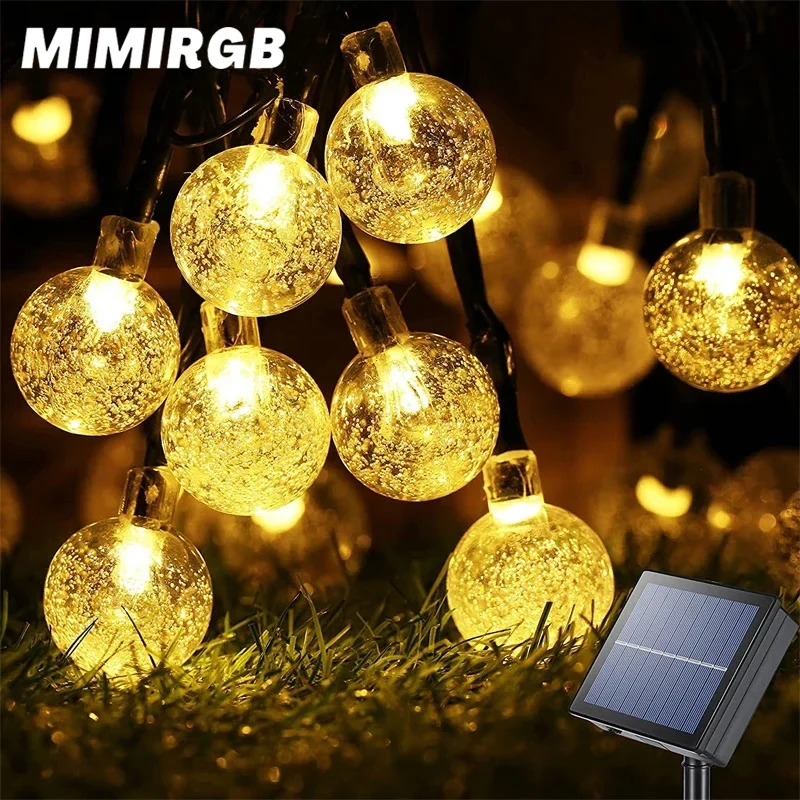 Luzes solares ao ar livre com bola de bolha LED, luzes decorativas coloridas para jardim